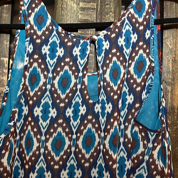 Hayden Teal Tribal Sleeveless Lines Dress sizes XL and 1XL available Boho NWT - Picture 4 of 4